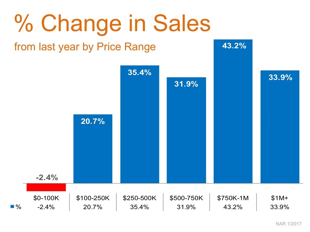 % Change in Sales from Last Year by Price Range